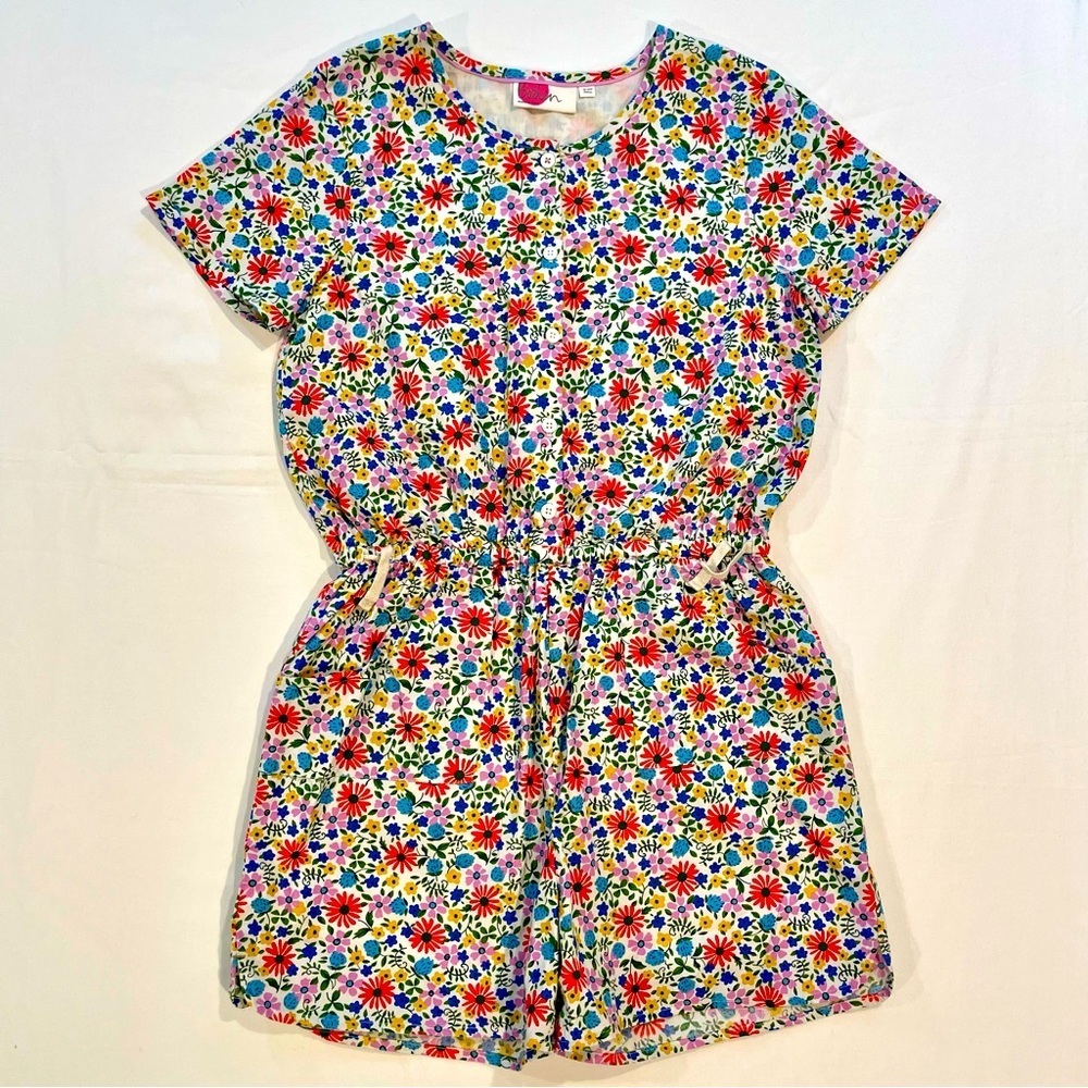 New Boden Floral Short Romper Girls 13-14 Y Flowers Lined Cotton Spring Mini